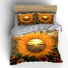 Sunflowers and sunset scenery. Bedding sets Duvet cover sets Duvet covers Pillowcases(1 * Duvet Cover 2 * Pillowcases without duvet insert)