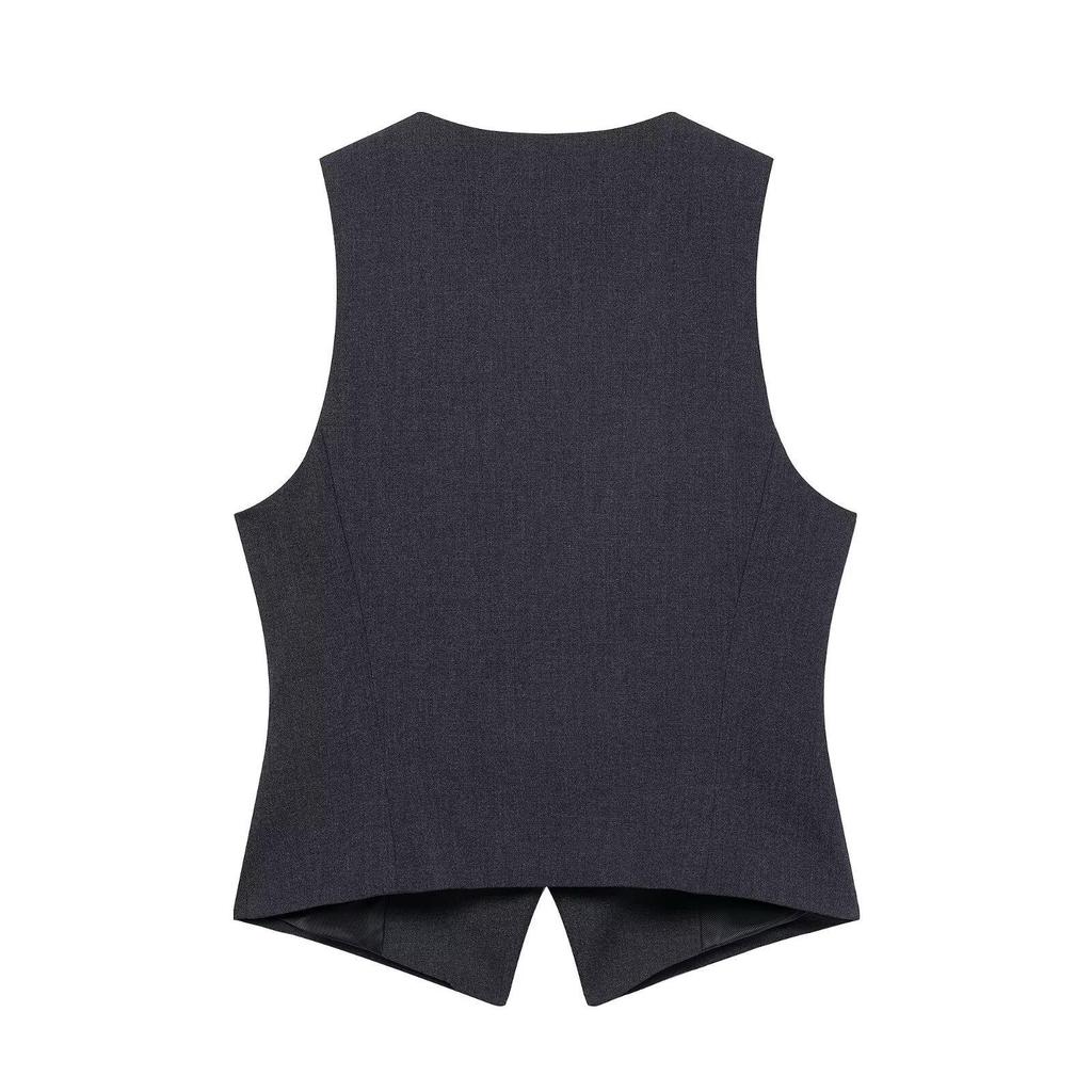 Vestă fără mâneci slim fit pentru femei, stil european și american, Primăvara 2025, Veston, Fustă și Pantaloni