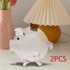 2x Piggy Bank Glass Pig Figurine Decorative Ornament Lovely Mini Animal Canister