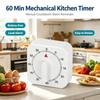 Portable Square Mechanical Kitchen Timer, 60 Minutes Manual Countdown Alarm Reminder, High Quality White Cooking Timer for Home