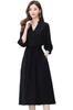Chubikime Loose Casual Women's Dress, Spring/Summer, 3/4 Sleeve, V-Neck, Long, Midi, A-Line, Black, Slimming, Fit, Formal, Commuting,