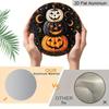 2D Flat, 1pc Round Aluminum Hanging Sign, Halloween Wall Decor-Retro Pumpkin Magic Night Metal Art with Glowing Pumpkin Lanterns, Bats And