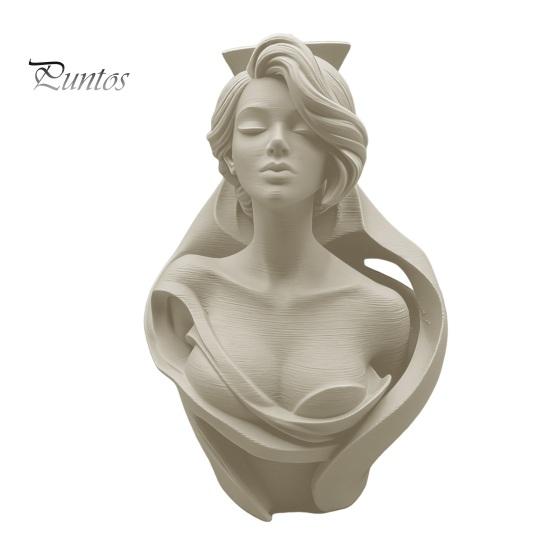 Fine Texture 3D Art Printed Human Bust Vase, Artistic Sculpture Planter for Succulents, Moisture-proof PLA Decor Matte Desktop Decor, Creative