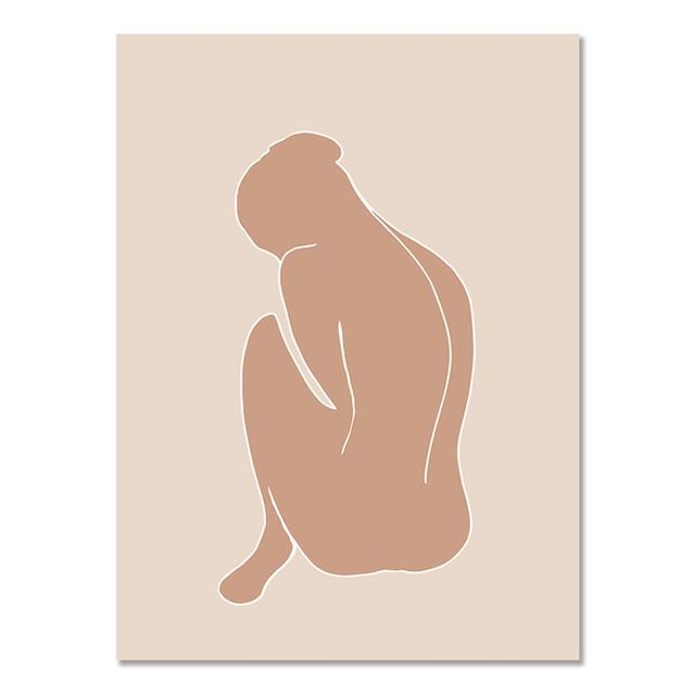 Pictură abstractă de artă de perete Soarele Boho Postere și imprimeuri Față de flori Imprimare pe pânză Femeie nudă Poze de perete pentru decor viu