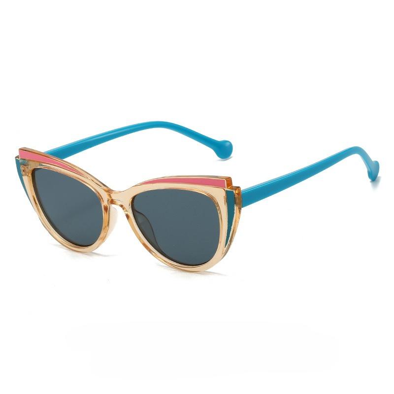 Fashion Spliced Contrast-colored Cat-eye Reading Sunglasses for Women Stylish Triangular Cat-eye and UV-blocking Sunglasses +4.0