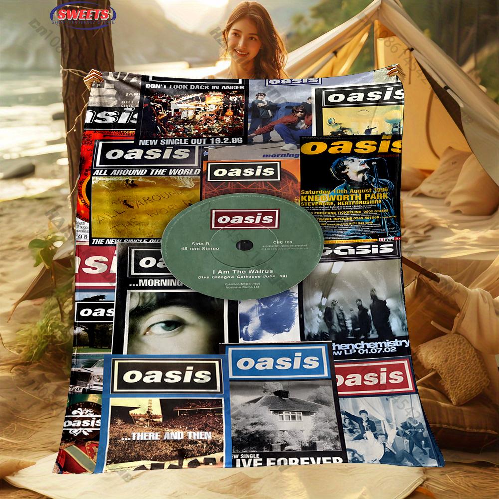 6 Sizes Classic Band Theme 0asis Pattern Printed Blanket,Throw for Bed, Couch & Travel- Ultra Soft & Cozy Gift for Friend Family