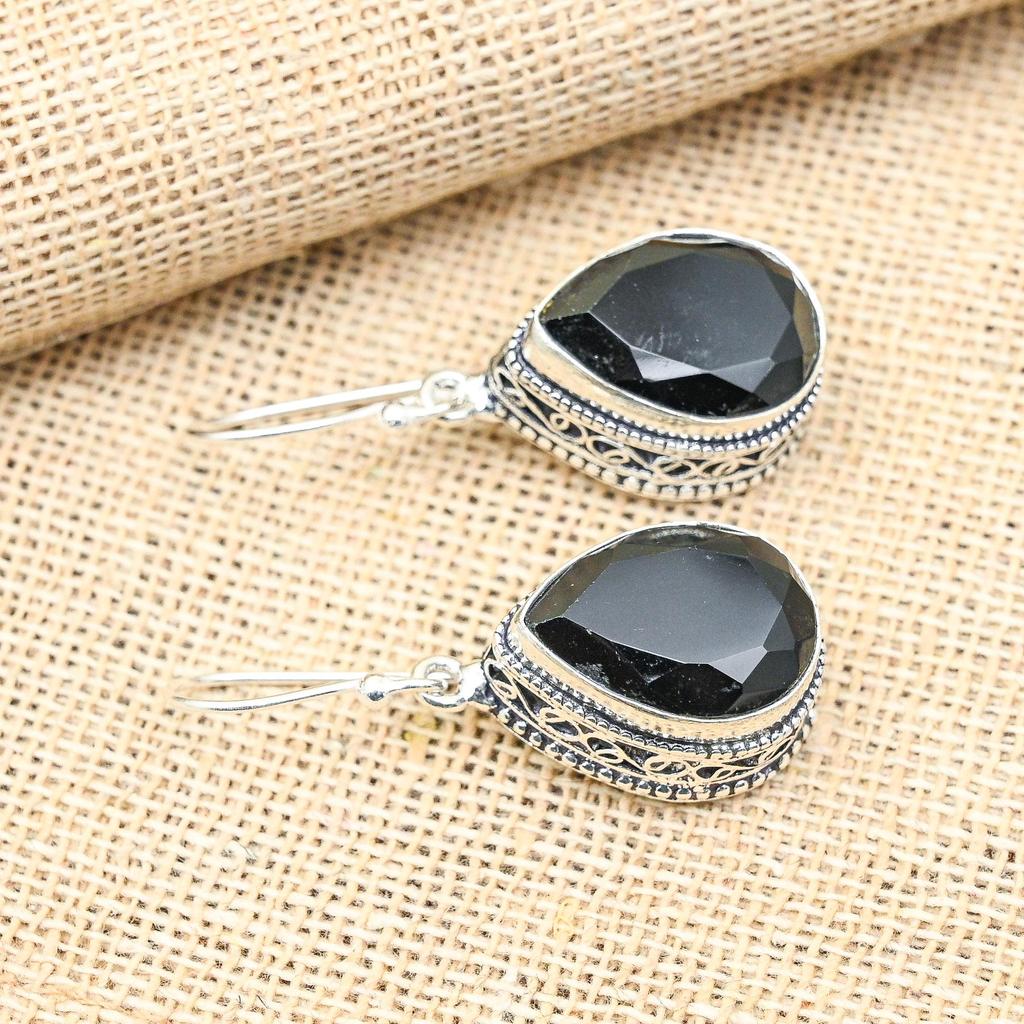 Black Spinel Gemstone Earring Handmade 925 Sterling Silver Jewelry For  Birthday Gift