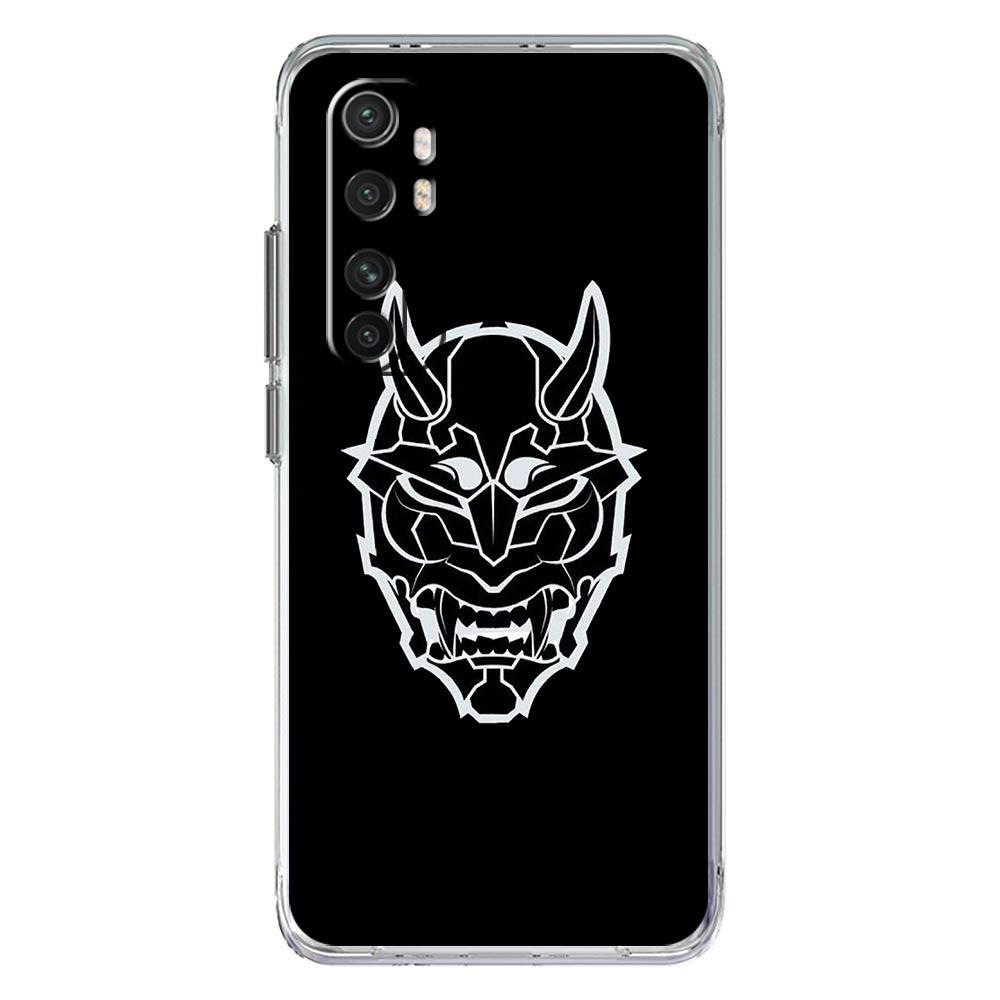 Samurai Oni Mask neon etui na telefon do Xiaomi Mi 12T 10 12 Lite 11 Ultra 11X 11T Pro 11i Poco X4 X3 NFC F3 M3 M4 5G Przezroczysta obudowa