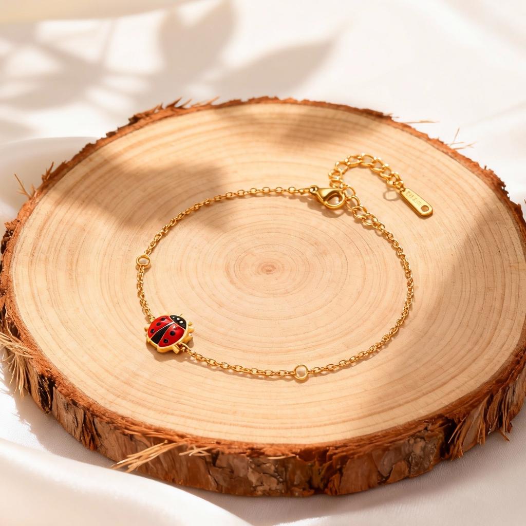 Cute Stainless Steel Animal Bracelet for Women Little Girl,Fashion Magic Ladybug Lady Lucky Adjustable Bracelets,Sweet Jewelry