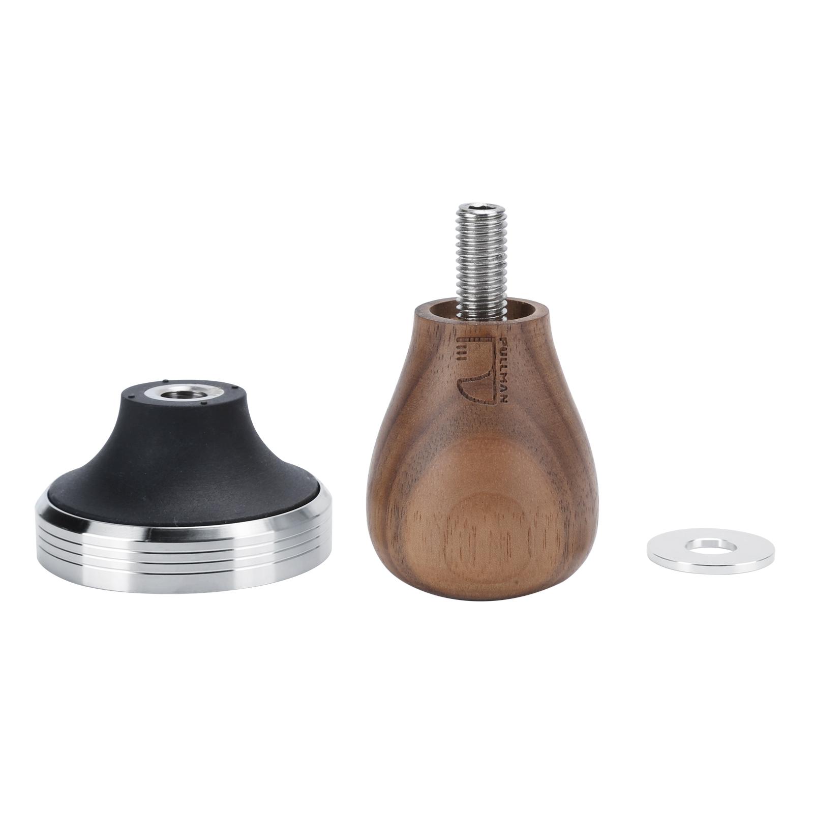 58mm Stainless Steel Flat Coffee Tamper Powder Pressed Hammer with Height   Wooden Handle