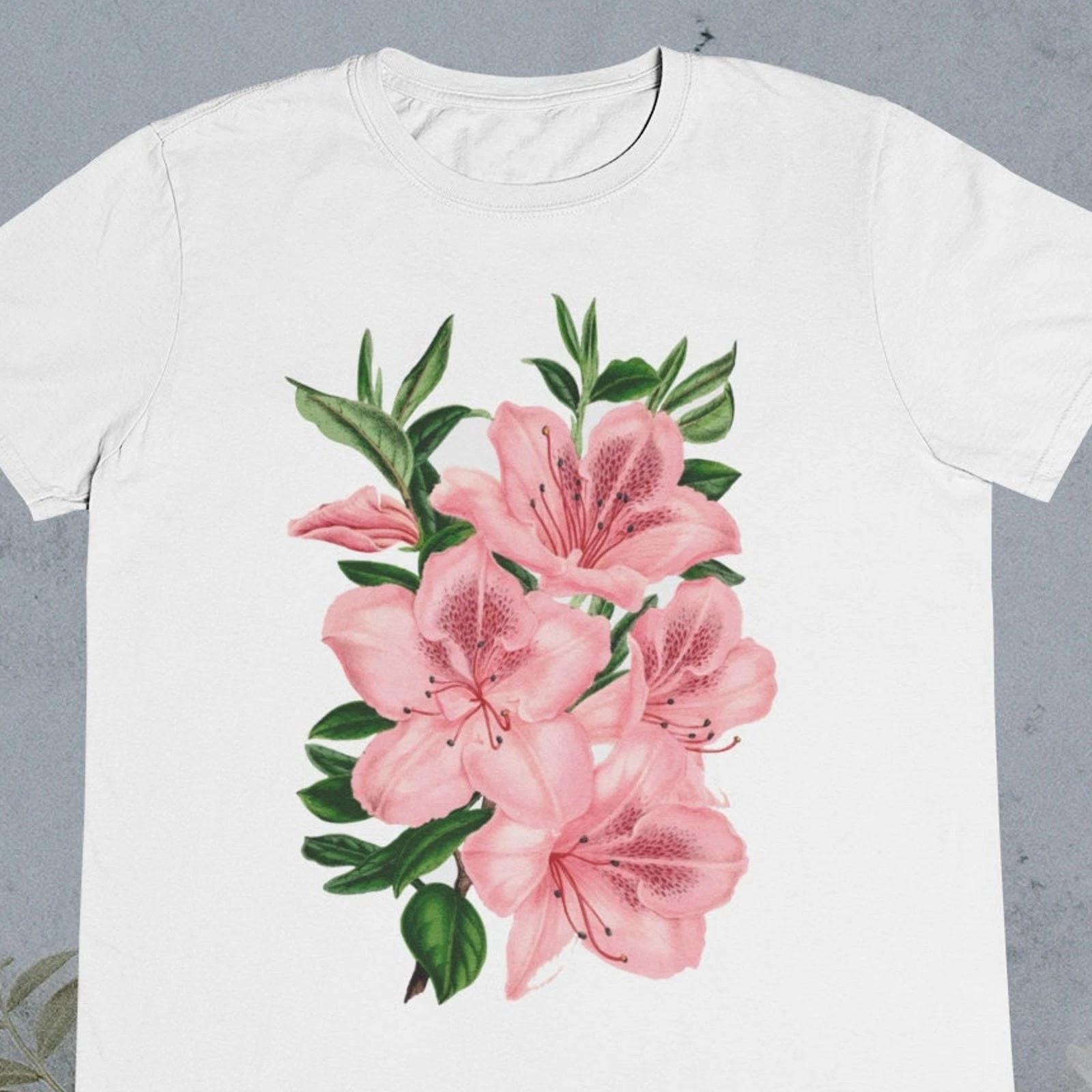 Men s and Women s T-shirts Pink Flowers T shirt - Flower T shirt - Summer Flowers T shirt - Retro Flowers S