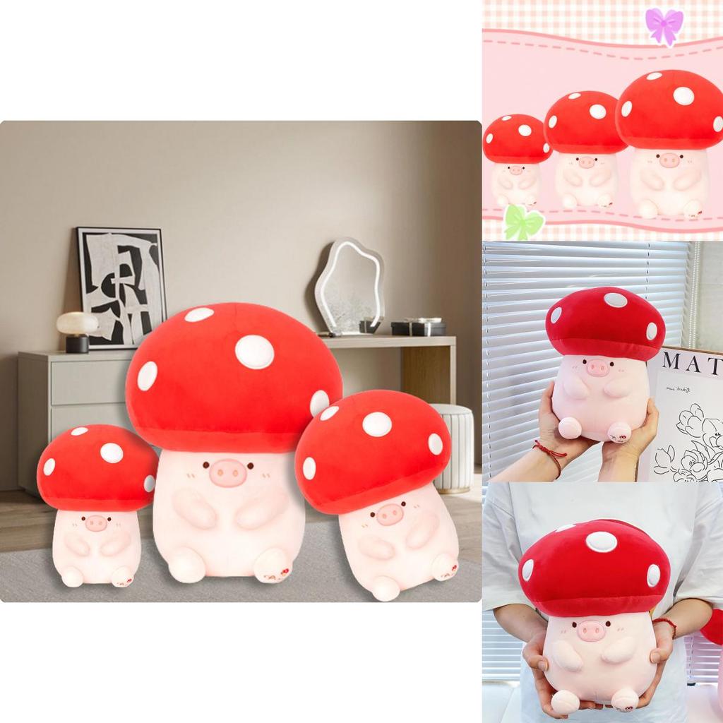 Cute Mushroom Pig Plush Toy Soft Stuffed Animal Doll For Girls Wedding Gifts