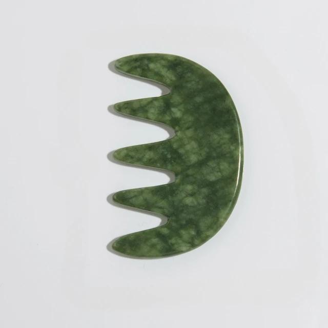 Natural Jade Gua Sha Large 5 Teeth Massage Comb Gouache Scraper Head Scraping Meridians Massage Xiuyu Jade Massager