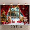 VIKAMA Christmas Teddy Bear Tapestry Snowy Window Gifts Wall Hanging Winter Holiday Backdrop Home Party Decor