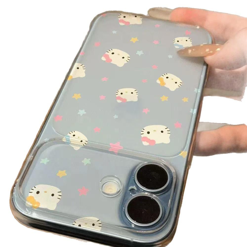 Colorful Star Hello Kitty Compatible Case for Apple 17/16 Pro Max, 15/14, 13 - Transparent and Large 