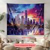 Nighttime Cityscape Digital Printing Polyester Wall Tapestry Suitable For Use In Living Rooms Bedrooms Offices Bars And Party