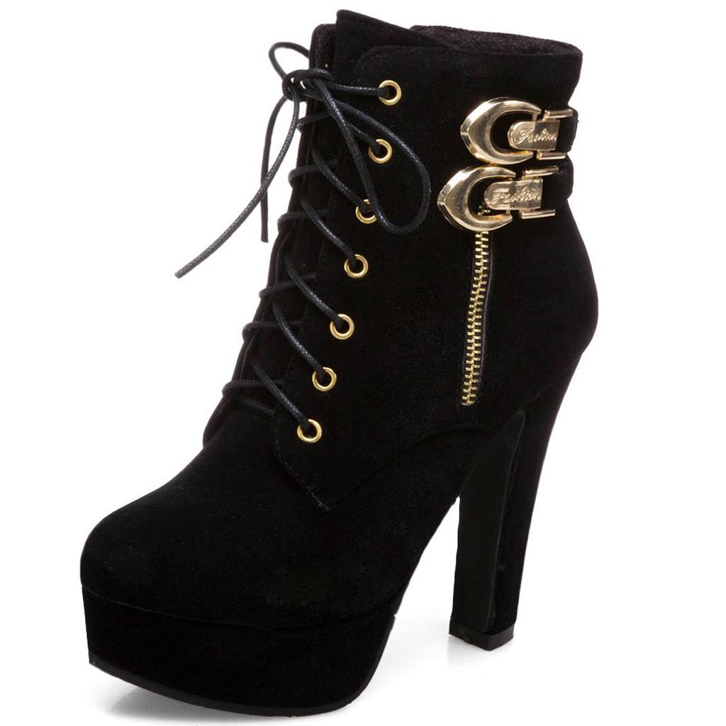 Zapatos de tacón cuadrados de moda de las mujeres impermeableplataforma  alta botas de tacón alto comprar a buen precio — entrega gratuita, reseñas  reales con fotos — Joom