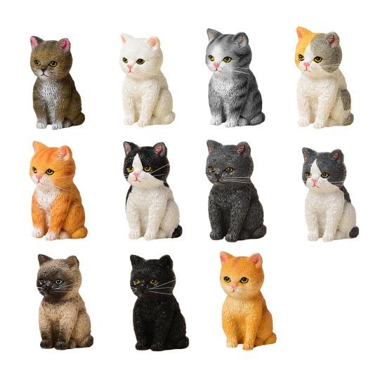 Cat Ornament Resin Statue Handmade Realistic Cat Figurine Home Office Desktop Living Room Decoration