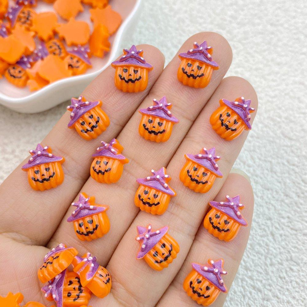 30Pcs New Cute Resin Cartoon Halloween, Christmas Collection Flat Back Manicure Parts Embellishments For Hair Bows