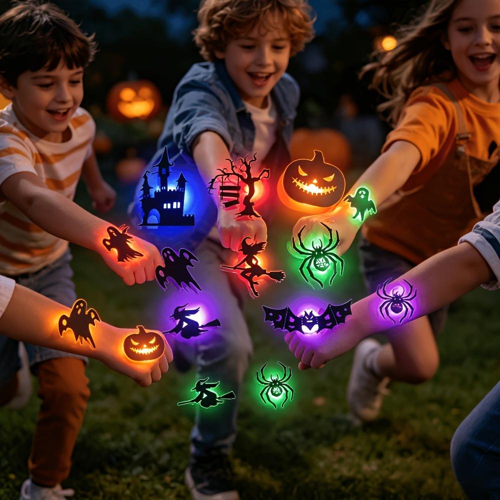 Halloween LED 3D Wall Stickers, PET Luminous Bat Pumpkin Spider Witch Castle Tree Night Light, Glowing Wall Decals for Room Window Garage Party