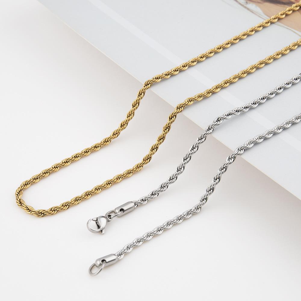 316L Stainless Steel Twisted Rope Chain Necklace For Men Jewelry Accessories Pendant Male 3MM/4MM/5MM Wide