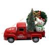 Christmas Farmhouse Truck Decor,Christmas Decorations for Home Holiday Metal Pickup Truck Car Model with Wreath/Tree