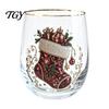 Lead Free Soda Lime Glass Christmas Cocktails Glass, Santa Snowman Reindeer Tree Design Tumbler, 300ml Lead-free Festive Seasonal Tumblers Holiday