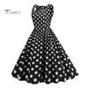 Vrouwenjurk Retro A-lijn Grote Swing Strak Hoge Taille Mouwloos Vierkante Hals Stippenprint Achterkant Rits Contrasterende Kleur 50s 60s Feest Bruiloft Prom Baljurk