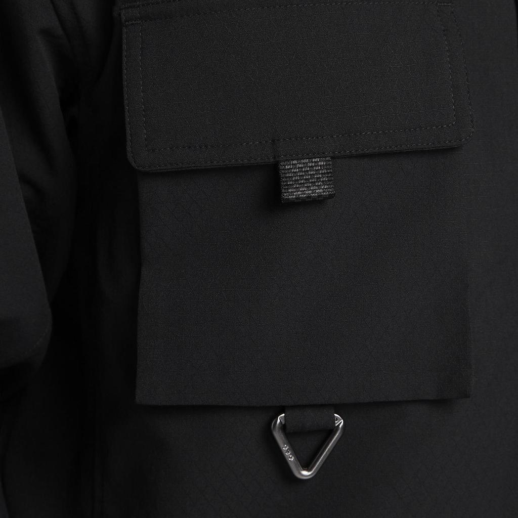 Nike Solid Color Multi-Pocket Collared Single-Breasted Jacket Men Outerwear Black DN3936-010