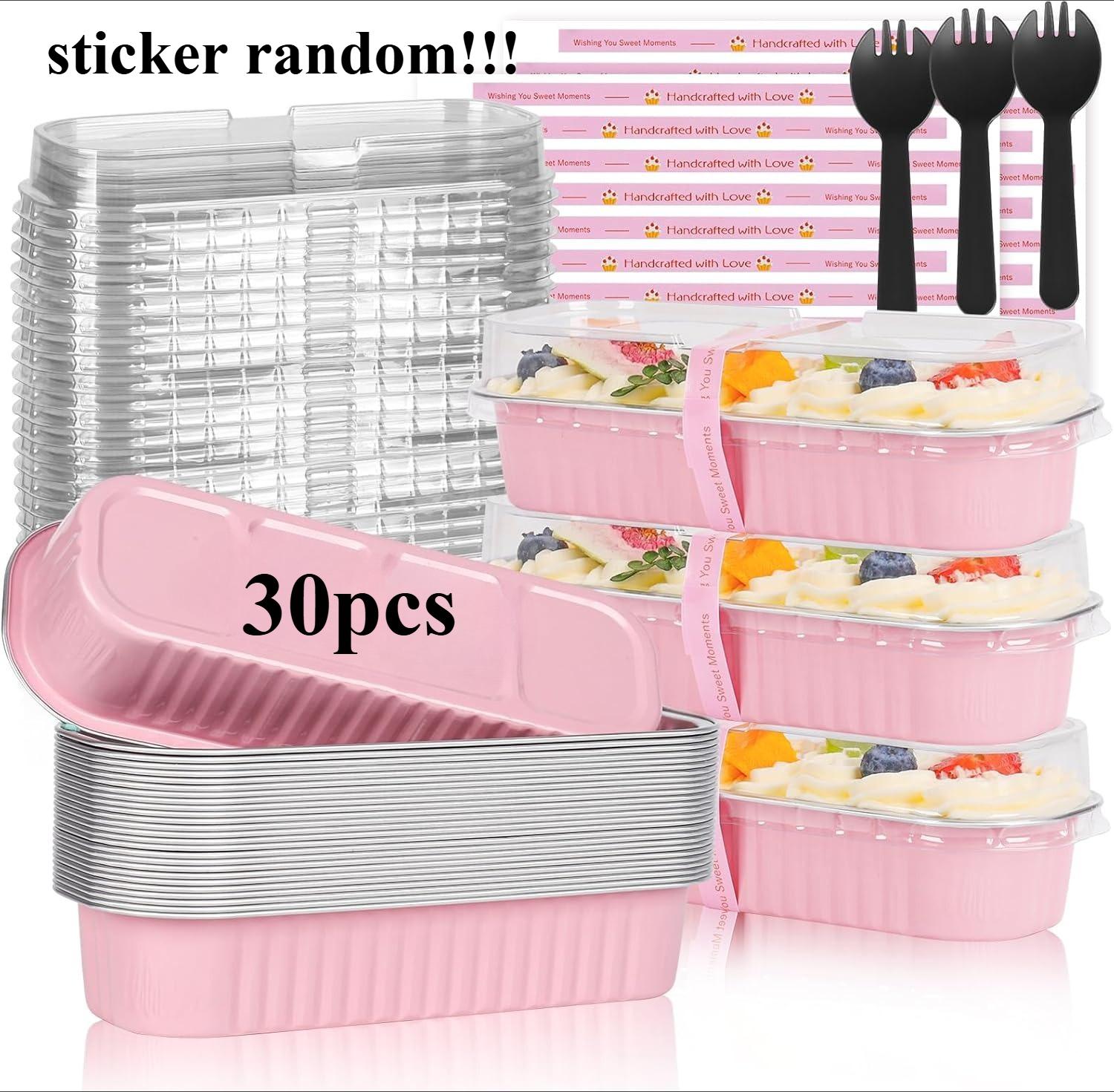 

30Set Mini Loaf Pans with Lids and Spoons 6.8oz Rectangle Aluminum Foil Baking Pan Mini Bread Container Heat-Resistant Cake Pans
