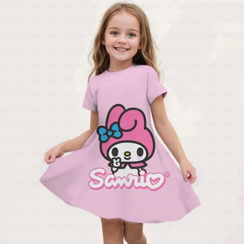 Summer New Children's Clothing Hello Kitty Printed Sleeveless Dress For 3-14 Year Old Girls Casual Breathable Princess Dress