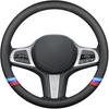 New Nappa Leather Car Steering Wheel Cover, Comfortable, Non-Slip, Sporty Style. For BMW Car Steering Wheel Covers. Black And Blue