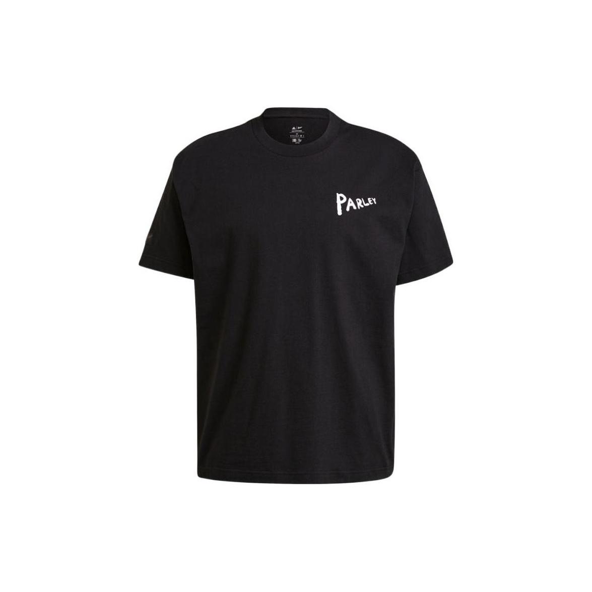 Men s adidas Alphabet Printing Cotton Round Neck Short Sleeve Black T-Shirt HB1554 M