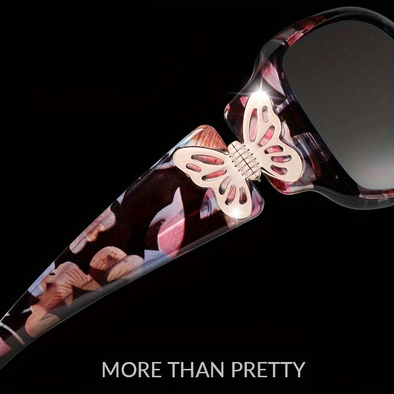 Fashion Glasses for Women Polarized Protection Wrap Around Glasses Trendy Butterfly Decor Fashion Accessories