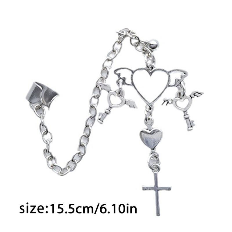 Punk Vintage Women Earrings Metal Chain Cross Heart Personalized Hip Hop One Pieces Ear Bone Clips Party Jewelry Gifts