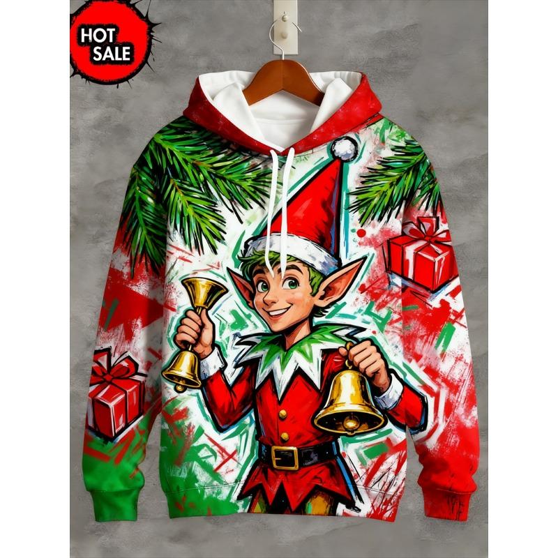 Christmas Animal 3D Print Hooded Shirt Casual Streetwear Long Sleeve Hooded Sweatshirts Pullovers Clothing Tops