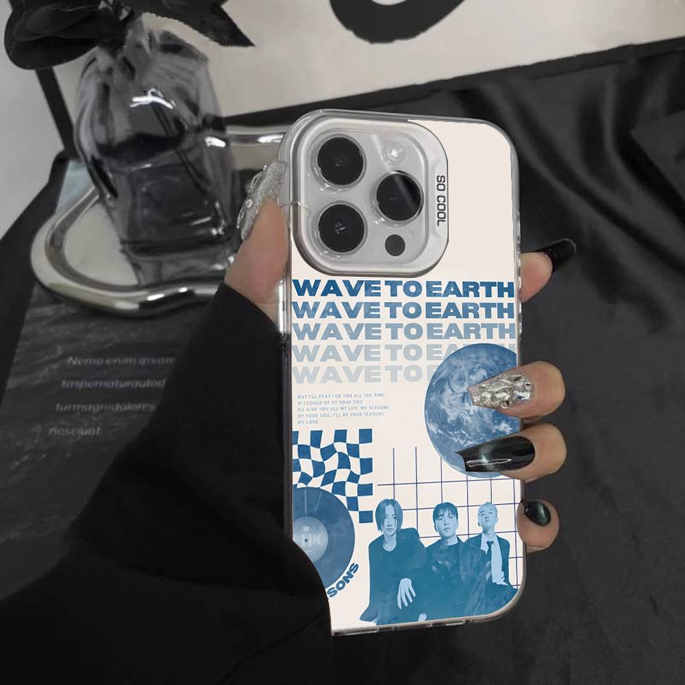 W-Wave To Earth Summer Flows For iPhone 17,16,15,14,13,12,11,Mini,Pro,E,SE4,XS,MAX White Candy Matte Cover