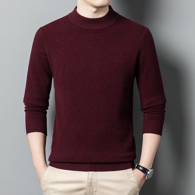 

Men s Machine Washable 100% Pure Wool Thick Autumn/Winter Half-High Collar Sweater XL