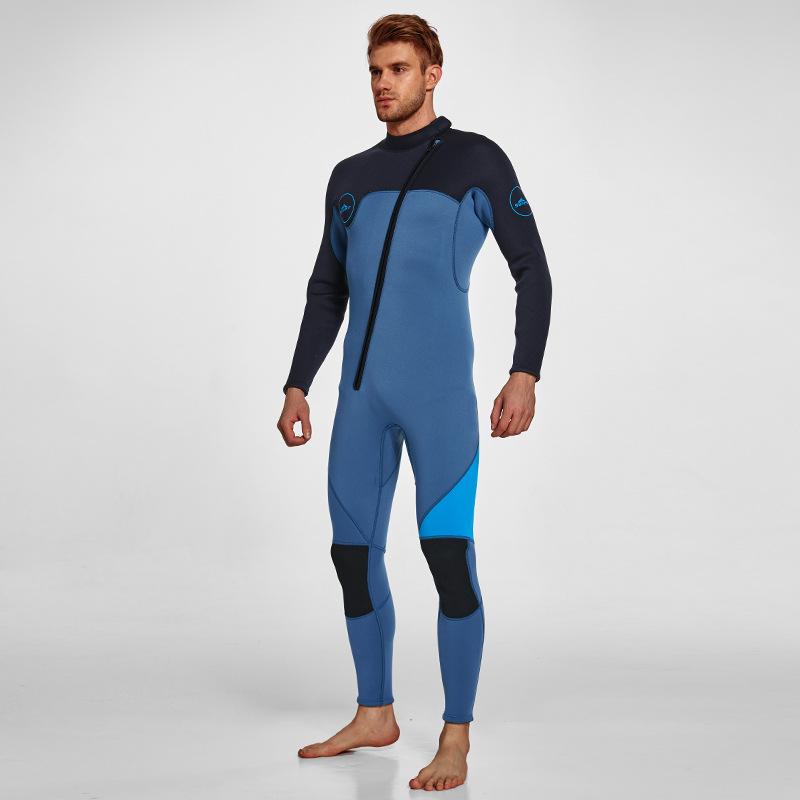 Men One Piece Wetsuit 3mm Neoprene Front/Back Zip Wetsuit Keep Warm UPF 50+ Full Body Long Sleeves Dive Suit for Surf Water Sports Diving Canoeing