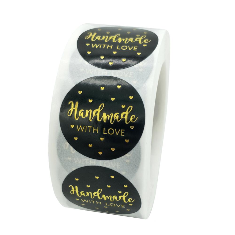 50pcs handmade with Love Stickers Baking label wedding sticker party label decoration envelope seal stationery black sticker