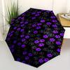 Purple Paw Print Automatic Folding Umbrella Lightweight Retractable Design For Outdoor Travelt33