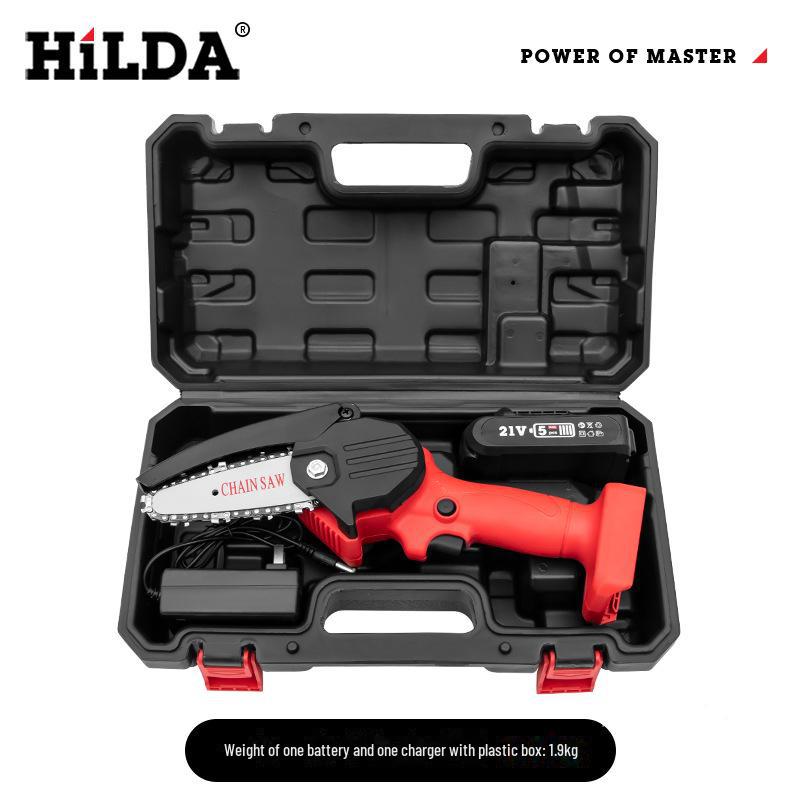 HiLDA Cordless Mini Electric Chainsaw, Rechargeable One-Handed Woodworking and Garden Saw