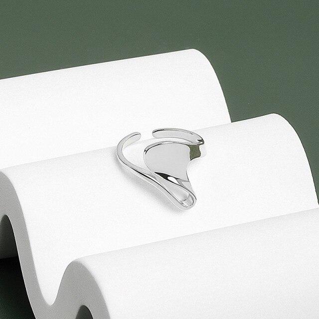 

Геометрическое кольцо неправильной формы, регулируемое открытие, женское кольцо Ins, простое широкое кольцо с волнистым узором, изогнутое кольцо, индивидуальные кольца для женщин, подарок серебряный