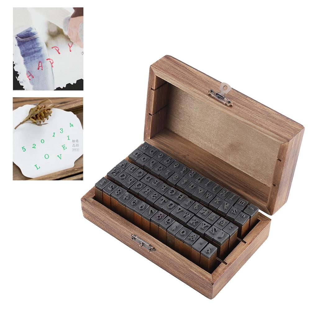 70 Stück Stempelset Angenehme Haptik Rutschfest Buchstaben Zahlen Holzstempelset für DIY Bastelkarte
