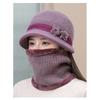 Outdoor Elderly Middle Aged Winter Beanie Hat Scarf Fleece Lining Warm Knit Bucket Hat Windproof Hat Scarf Set for Women