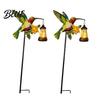 Kingfisher Yard Stakes Solar Garden Stake Light Metal Bird Art with Hanging Lantern Auto-On Outdoor Lighting for Patios LED Waterproof Patio