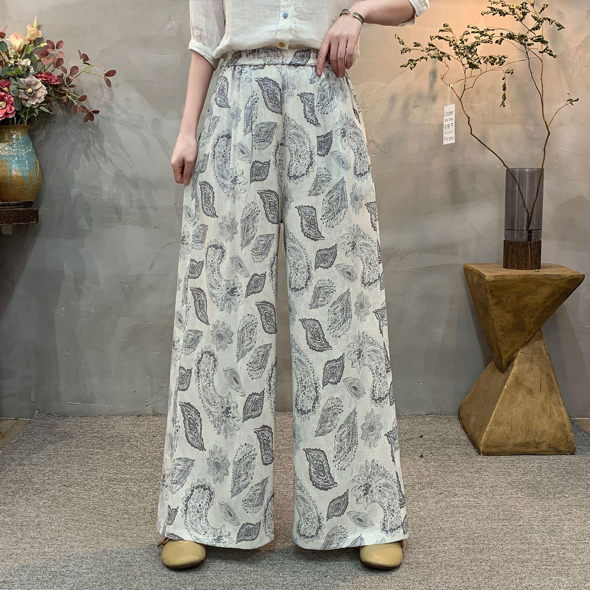 Retro Elastic Waist Straight Leg Casual Pants - Wide Leg, Slimming, Versatile 3XL (125-140 jin)