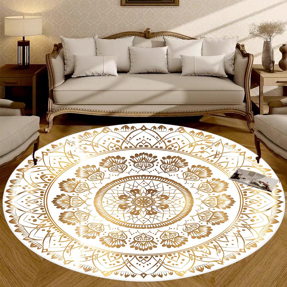 Bohemia Style Round Living Room Carpet Non-slip Bedroom Decoration Washable Rugs Office Chair Mat Bedroom Bedside Soft Carpets