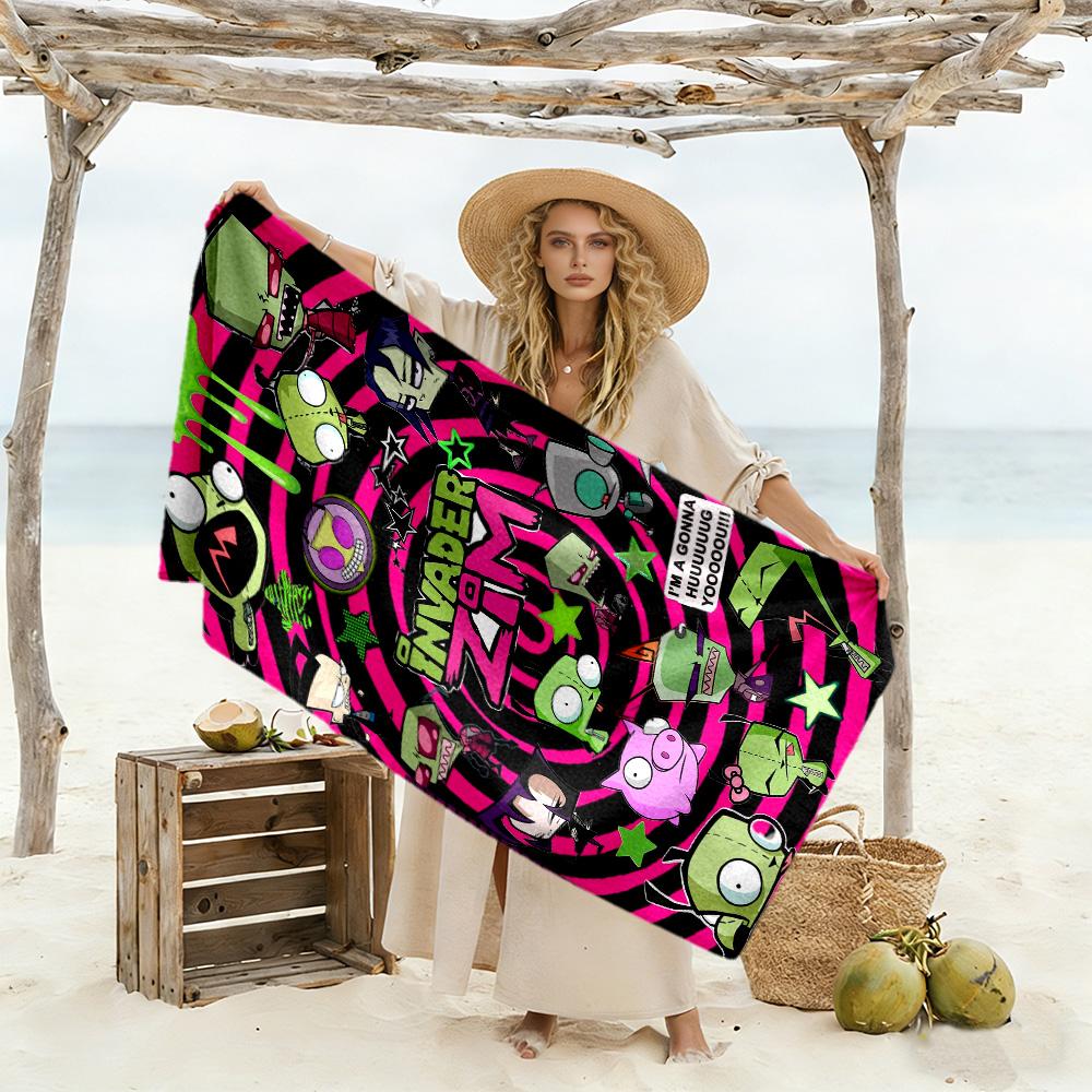 Zombie Invasion Pattern Beach Towel Quick-Dry Soft Microfiber Comfortable Lightweight