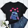New Disney Women T-shirt Kawaii Lilo Stitch Print Tee Shirts Fashion Short Sleeve T Shirt Female Streetwear Y2k Clothes Top